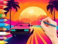 Spel Kleurboek: Rijden bij zonsondergang  online