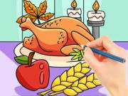 Spel Kleurboek: Thanksgiving kalkoenmaaltijd  online