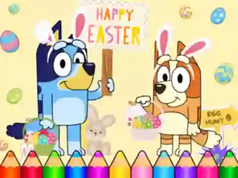 Spel Coloring Book: Bluey Happy Easter online