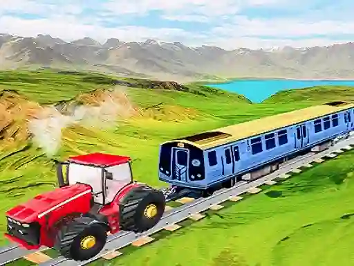 Spel Chained tractor towing train online