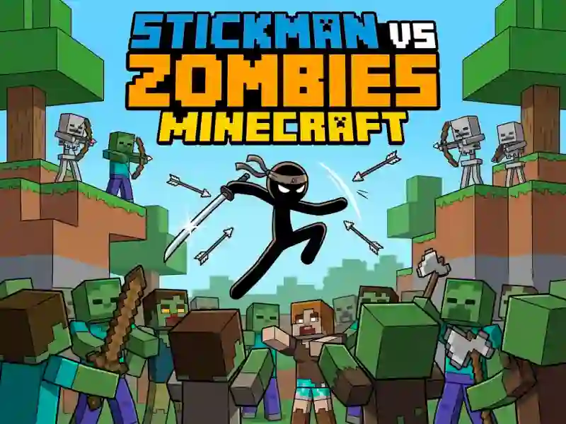 Spel Stickman vs Zombies Minecraft online