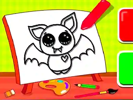 Spel Easy Kids Coloring Bat online