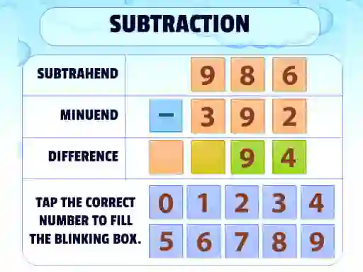 Spel Subtraction Practice online