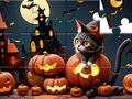 Spel Legpuzzel: Halloween-kat  online