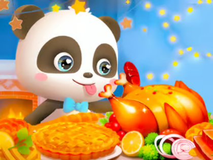 Spel Legpuzzel: Thanksgiving-feest van de kleine Panda  online