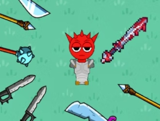 Spel Rode Sprunki met een zwaard  online