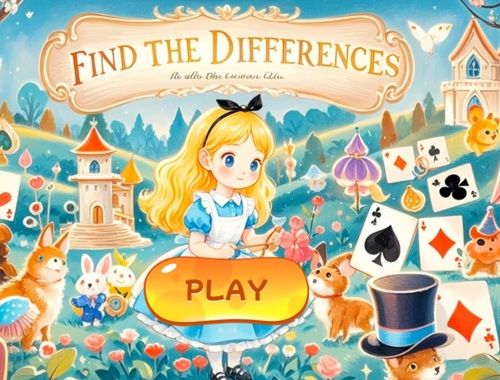 Spel Vind de verschillen: Alice in Wonderland  online