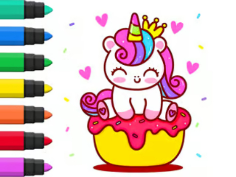 Spel Kleurboek: Unicorn Cupcake  online