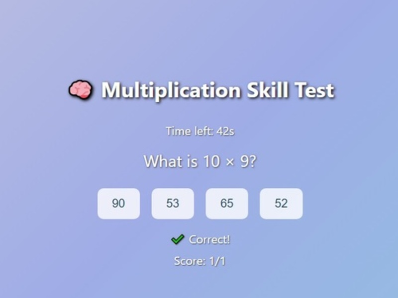 Spel Vermenigvuldigingstest online